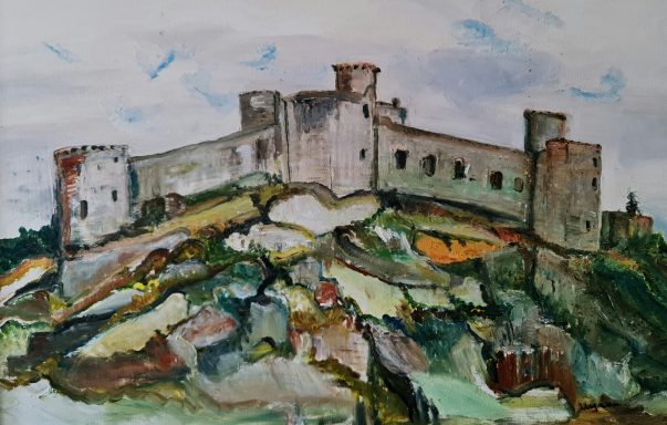 Harlech Castle Harlech Castle, one of a kind oil on canvas painting. Framed