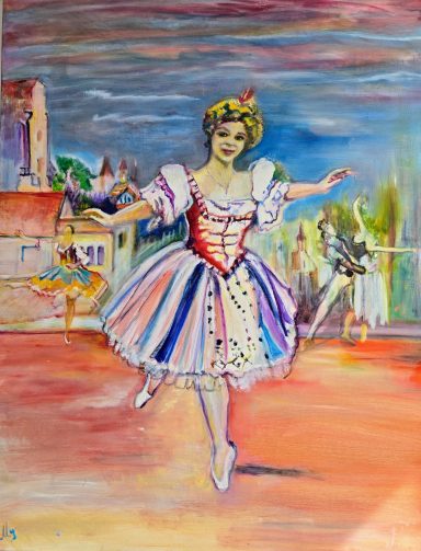 Prima Ballerina Original one of a kind oil painting of a ballerina and other figures of balled dancers